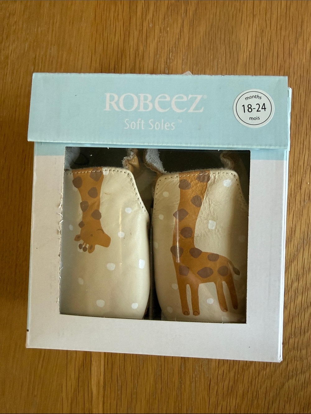 Robeez Beige Giraffe Soft Soles Baby Shoes